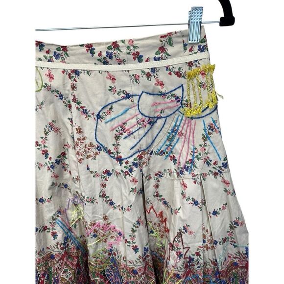 Ariella Boho Floral Embroidered Cotton Skirt High Waisted A line Size S - Picture 2 of 16